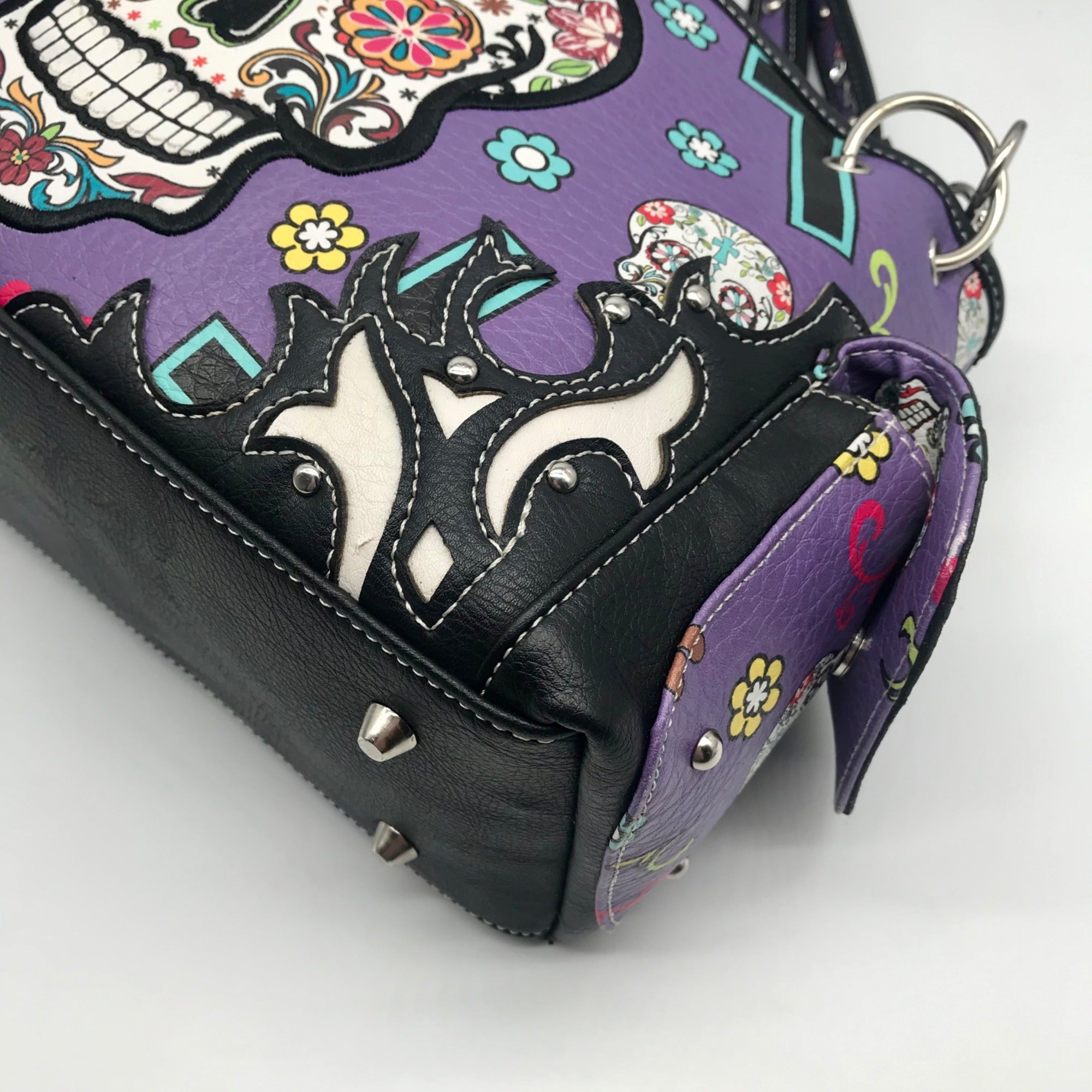 Cowgirl Trendy Purple Sugar Skull Shoulder Bag