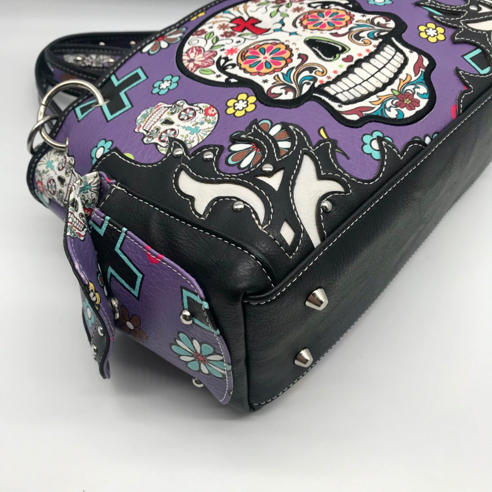 Cowgirl Trendy Purple Sugar Skull Shoulder Bag
