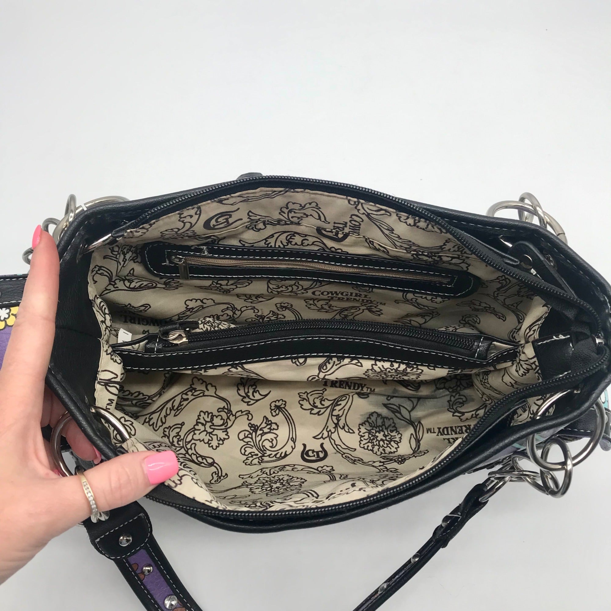Cowgirl Trendy Purple Sugar Skull Shoulder Bag