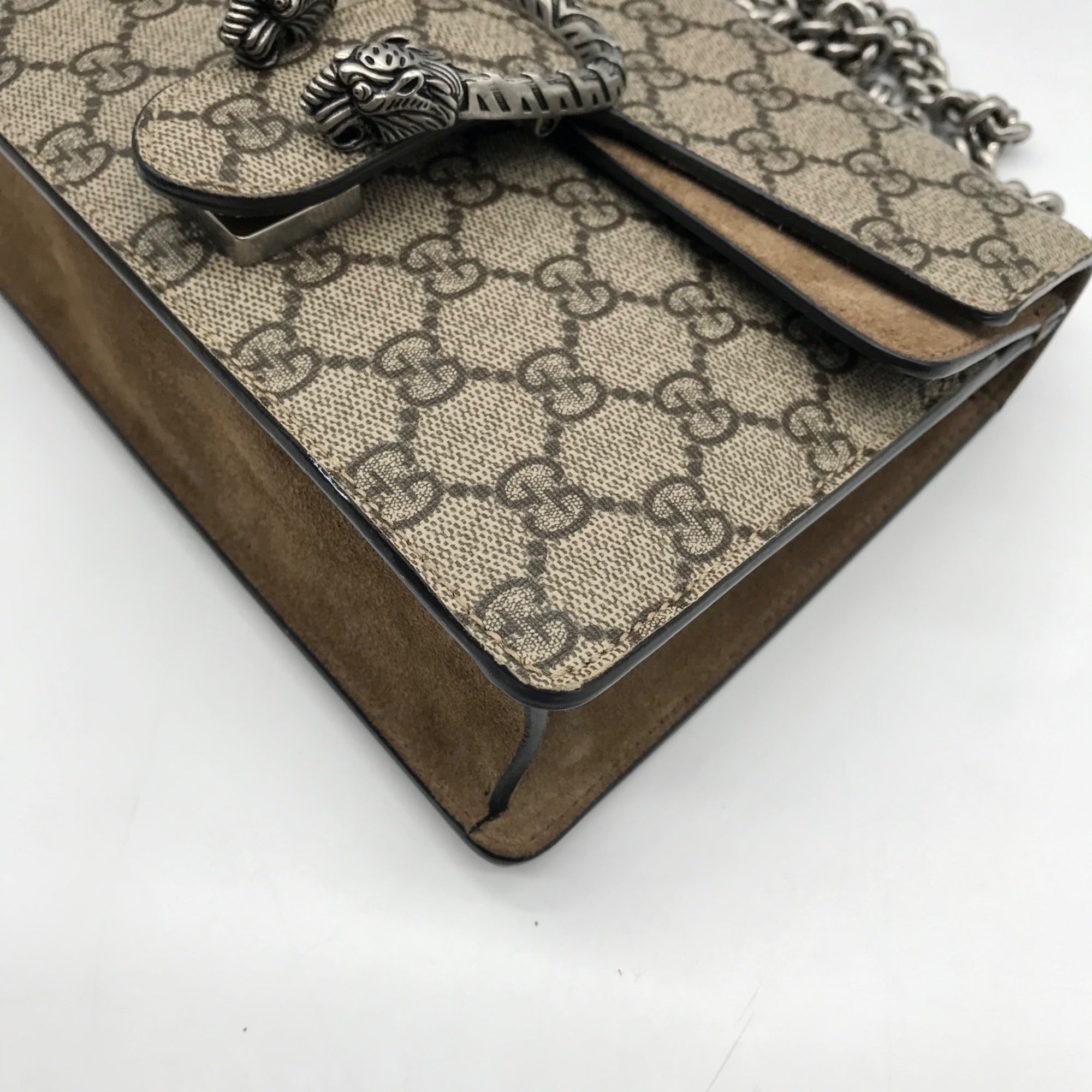 Gucci Beige And Ebony Canvas GG Supreme Mini Dionysus Shoulder Bag