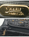 Sharif Vintage Black Croc Embossed Leather Studded Crossbody