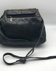 Sharif Vintage Black Croc Embossed Leather Studded Crossbody