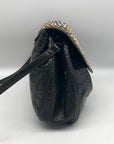 Sharif Vintage Black Croc Embossed Leather Studded Crossbody