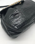 Sharif Vintage Black Croc Embossed Leather Studded Crossbody