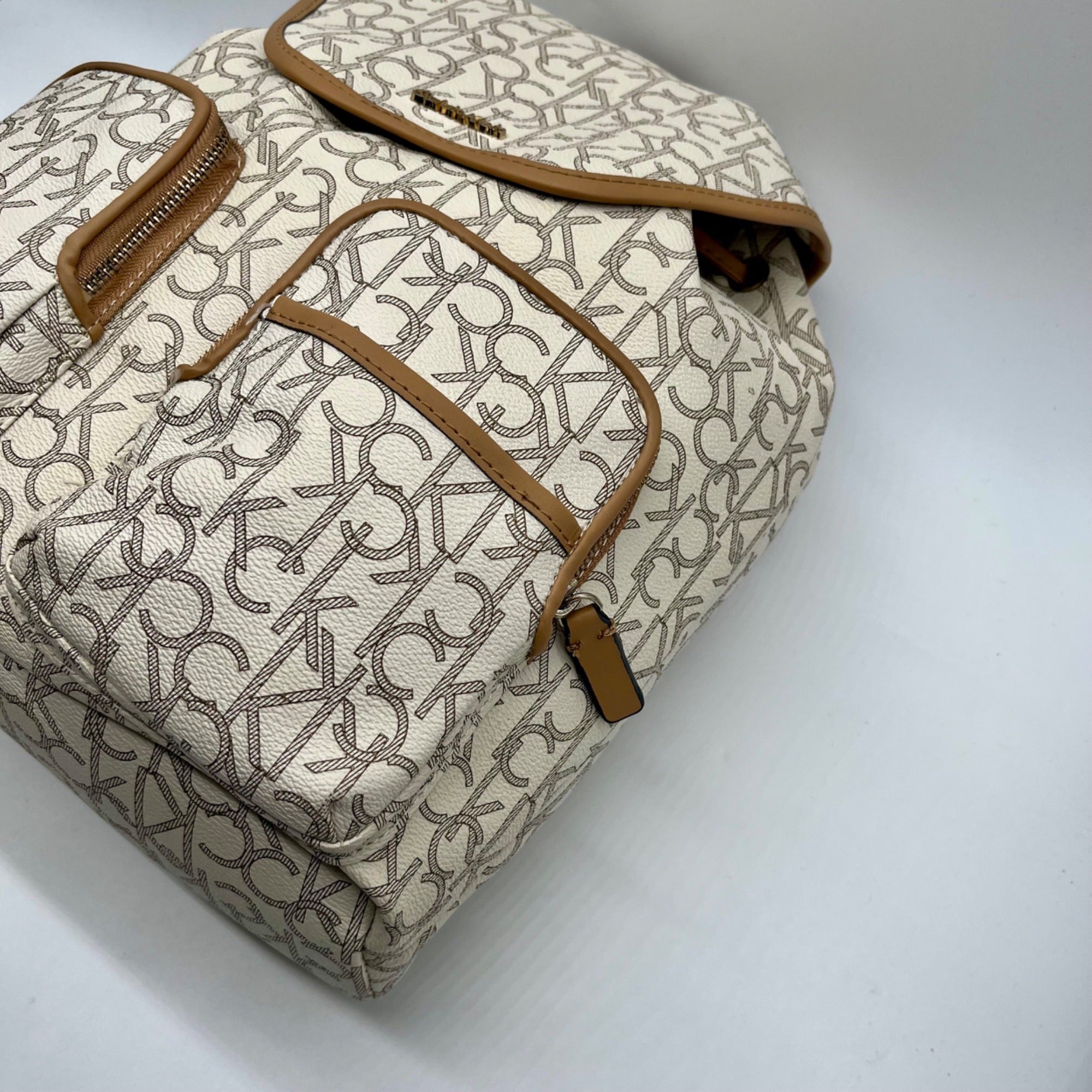 Calvin Klein White Hudson Monogram Backpack