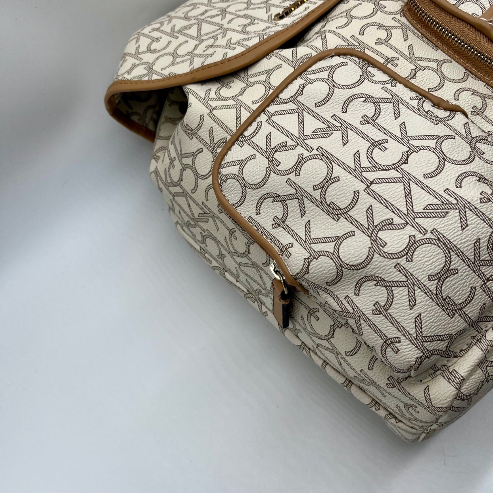 Calvin Klein White Hudson Monogram Backpack