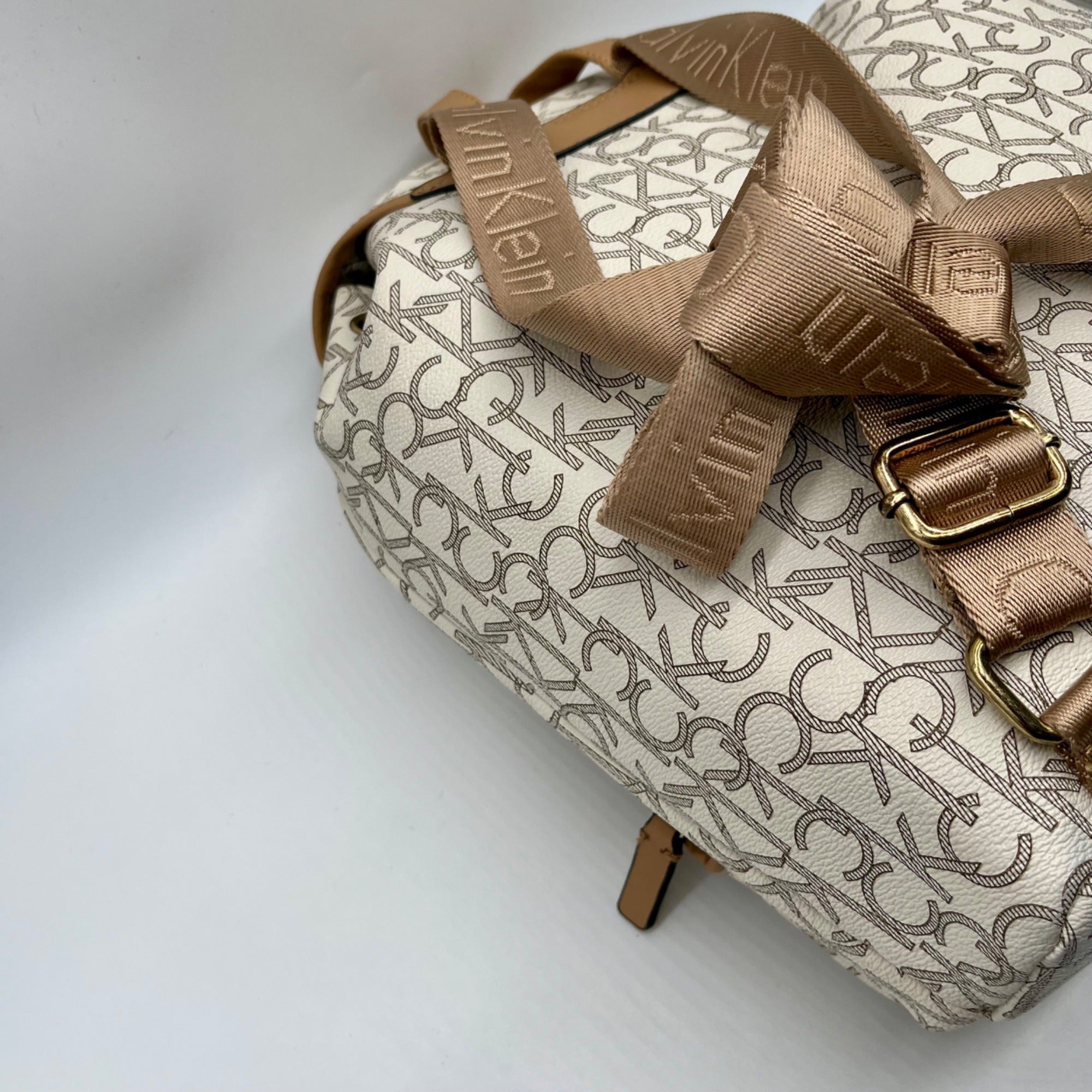 Calvin Klein White Hudson Monogram Backpack