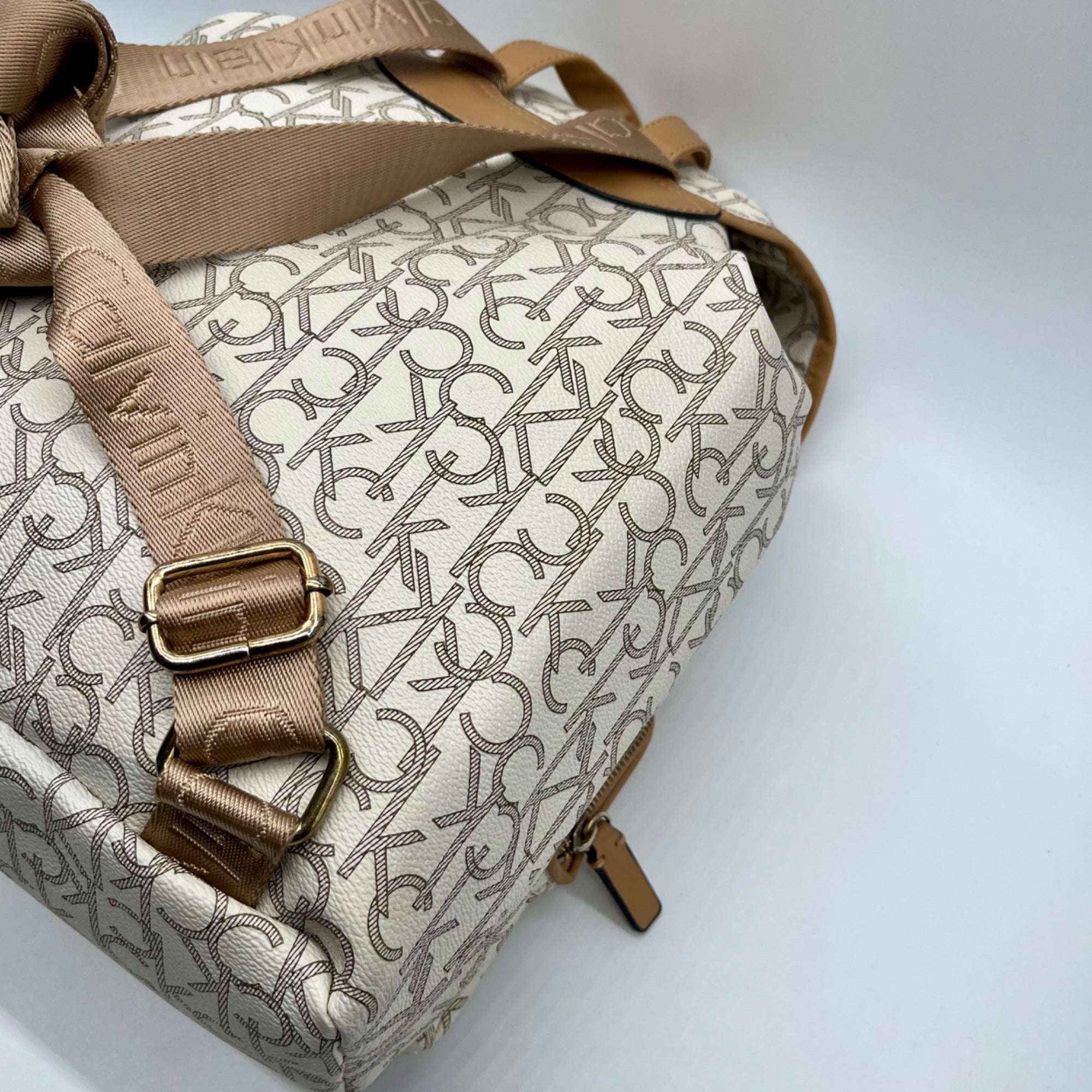 Calvin Klein White Hudson Monogram Backpack