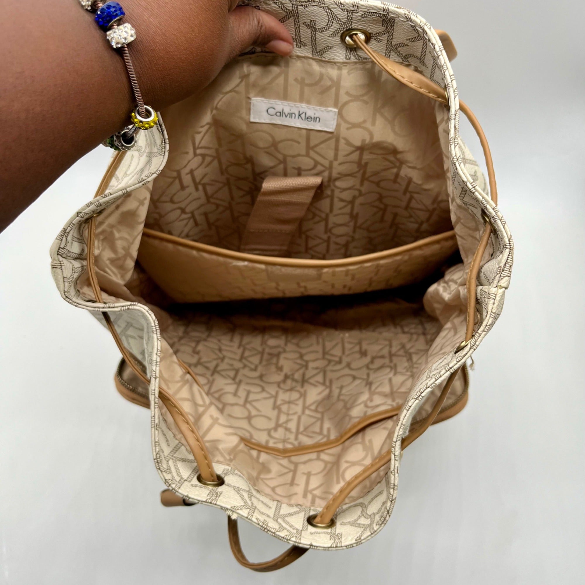 Calvin Klein White Hudson Monogram Backpack