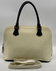 Bravo of Beverly Hills Ivory Acrylic Painted Leather Satchel Handbag