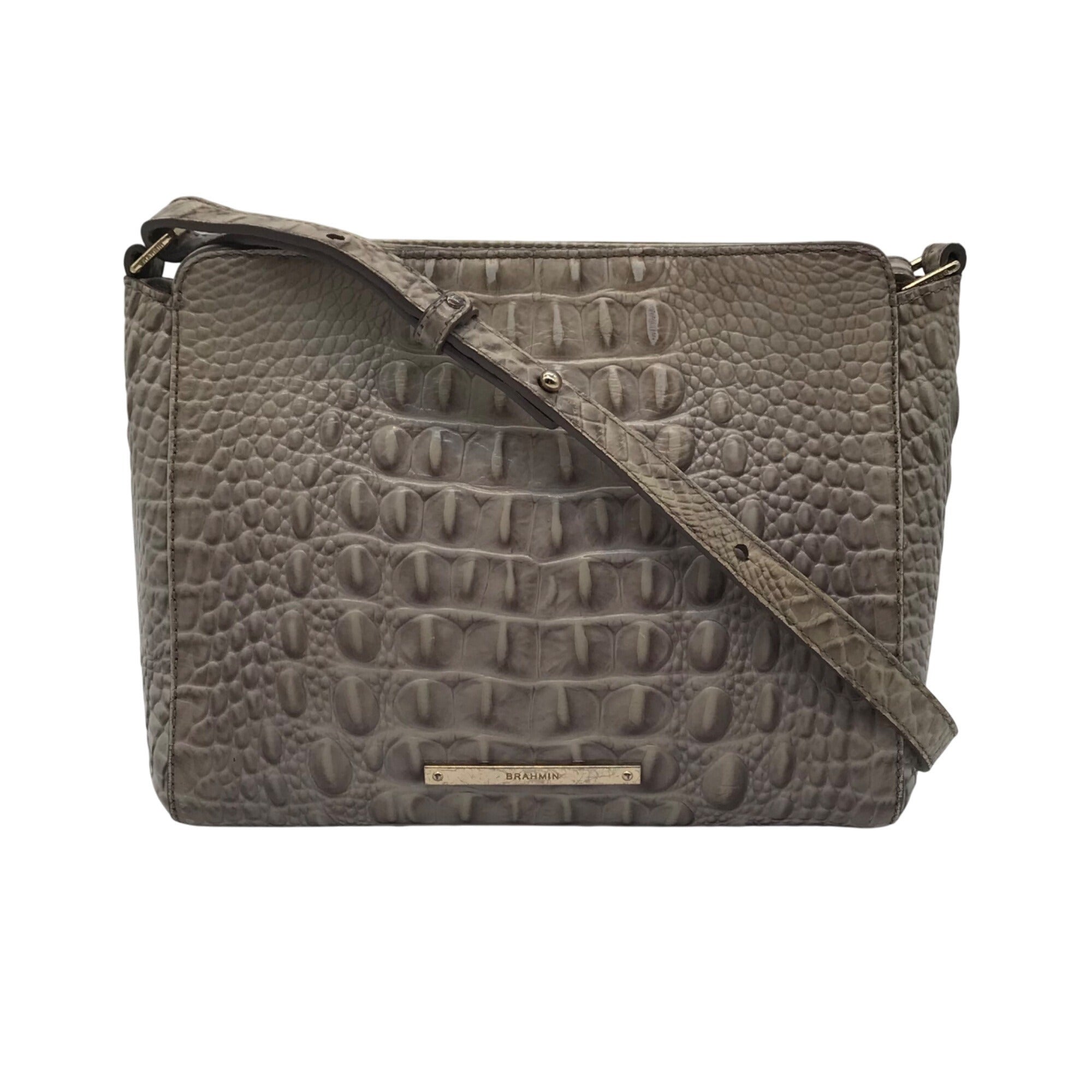 Brahmin Sand Dune Croc Embossed Leather Carrie Crossbody  Bag