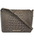 Brahmin Sand Dune Croc Embossed Leather Carrie Crossbody  Bag