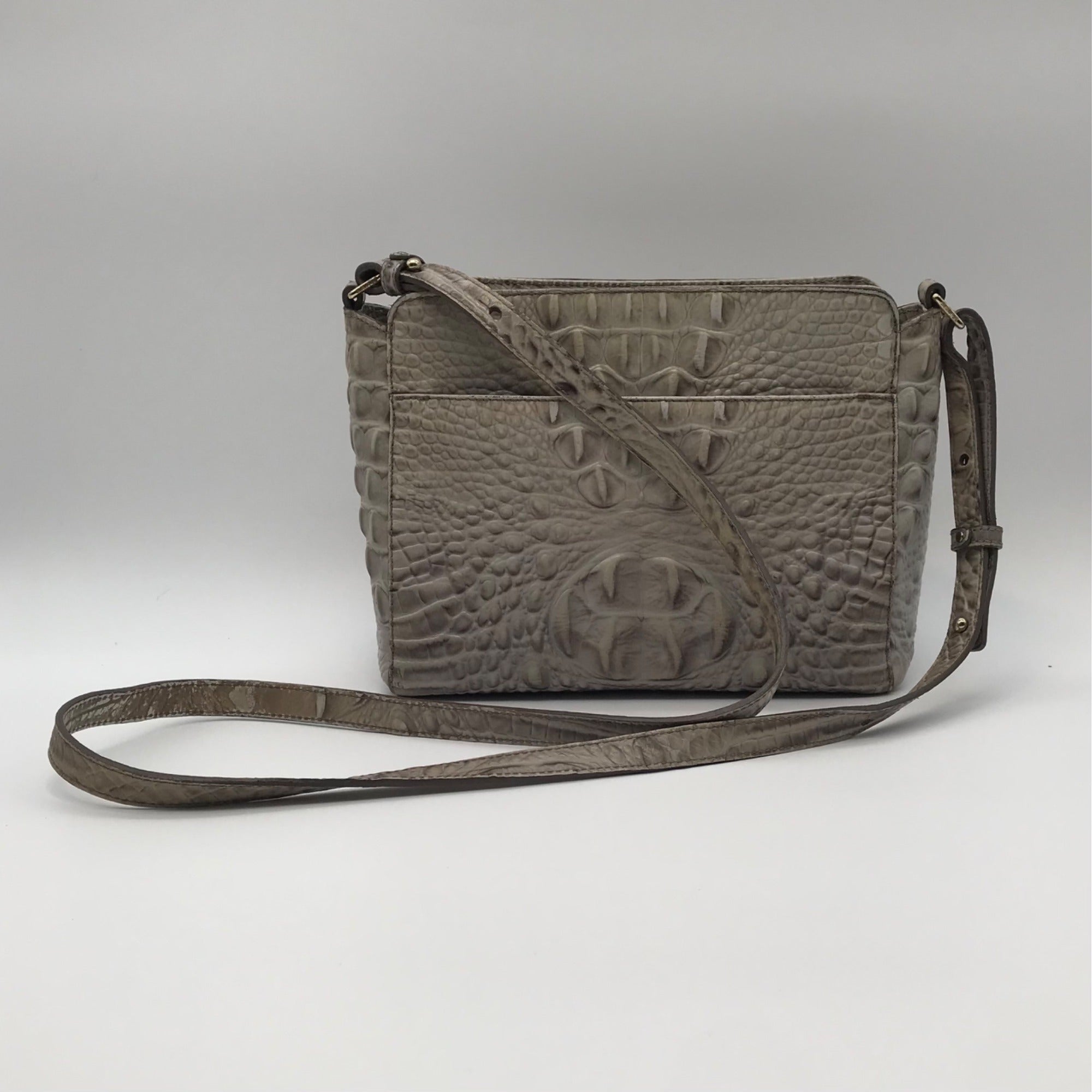 Brahmin Sand Dune Croc Embossed Leather Carrie Crossbody  Bag