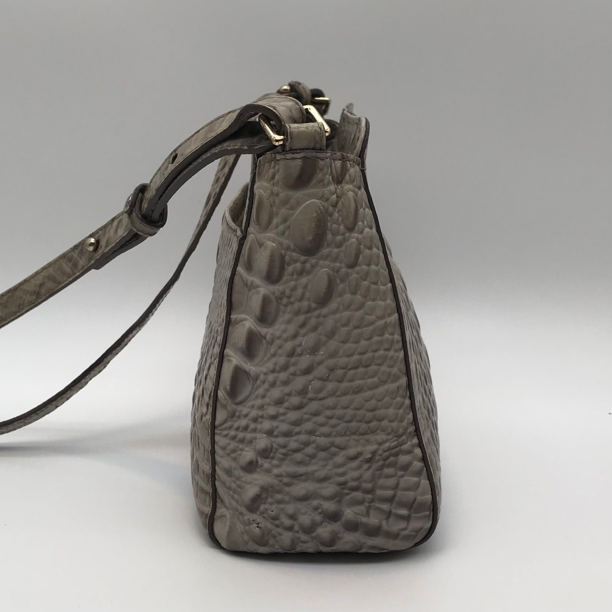 Brahmin Sand Dune Croc Embossed Leather Carrie Crossbody  Bag