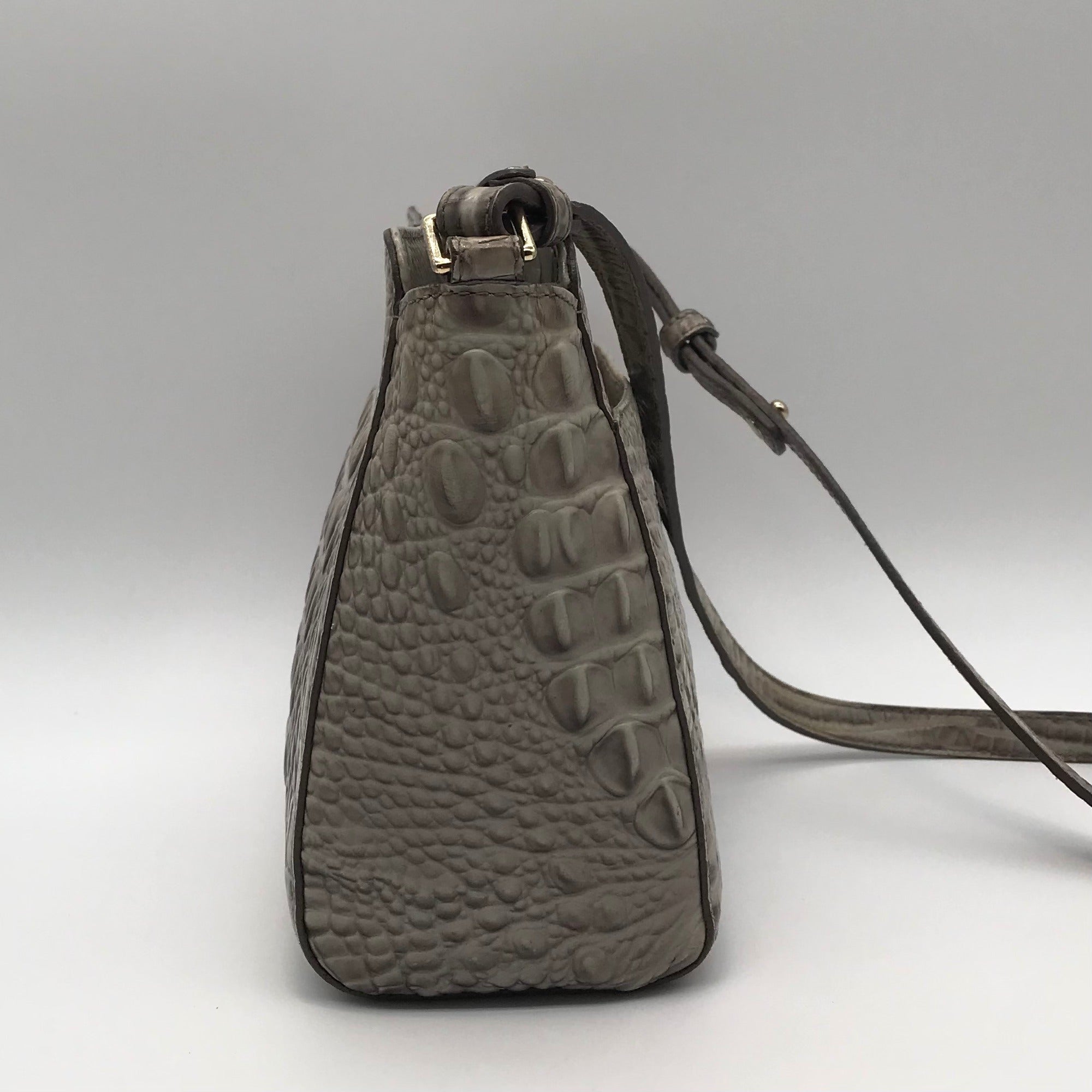 Brahmin Sand Dune Croc Embossed Leather Carrie Crossbody  Bag