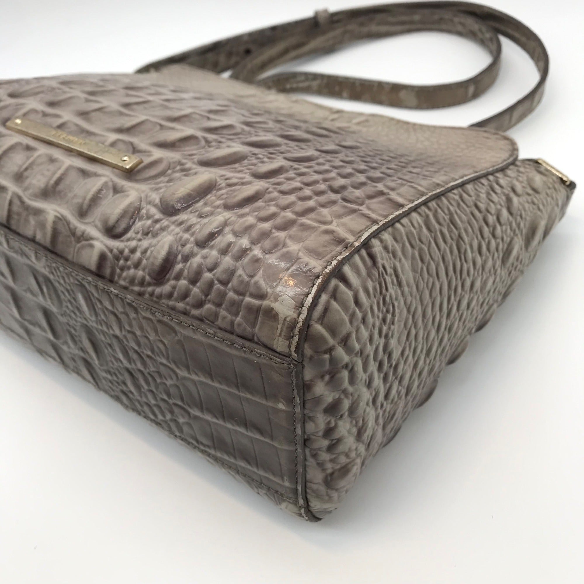 Brahmin Sand Dune Croc Embossed Leather Carrie Crossbody  Bag