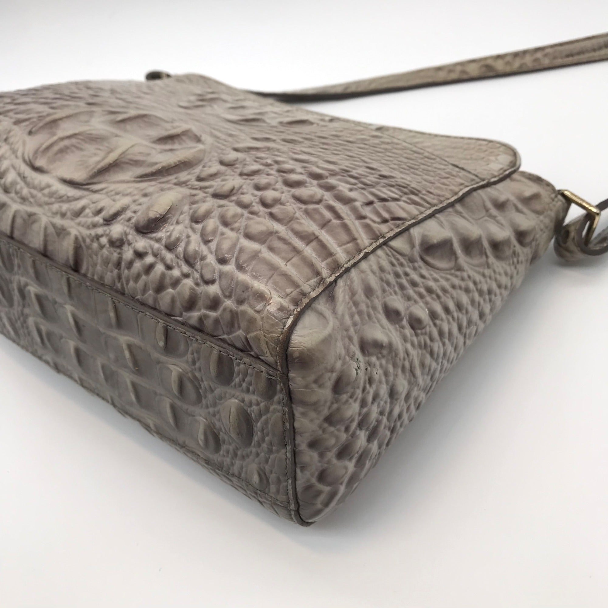 Brahmin Sand Dune Croc Embossed Leather Carrie Crossbody  Bag