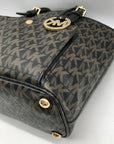 Michael Kors Brown Monogram Leather Carmen Shoulder Bag
