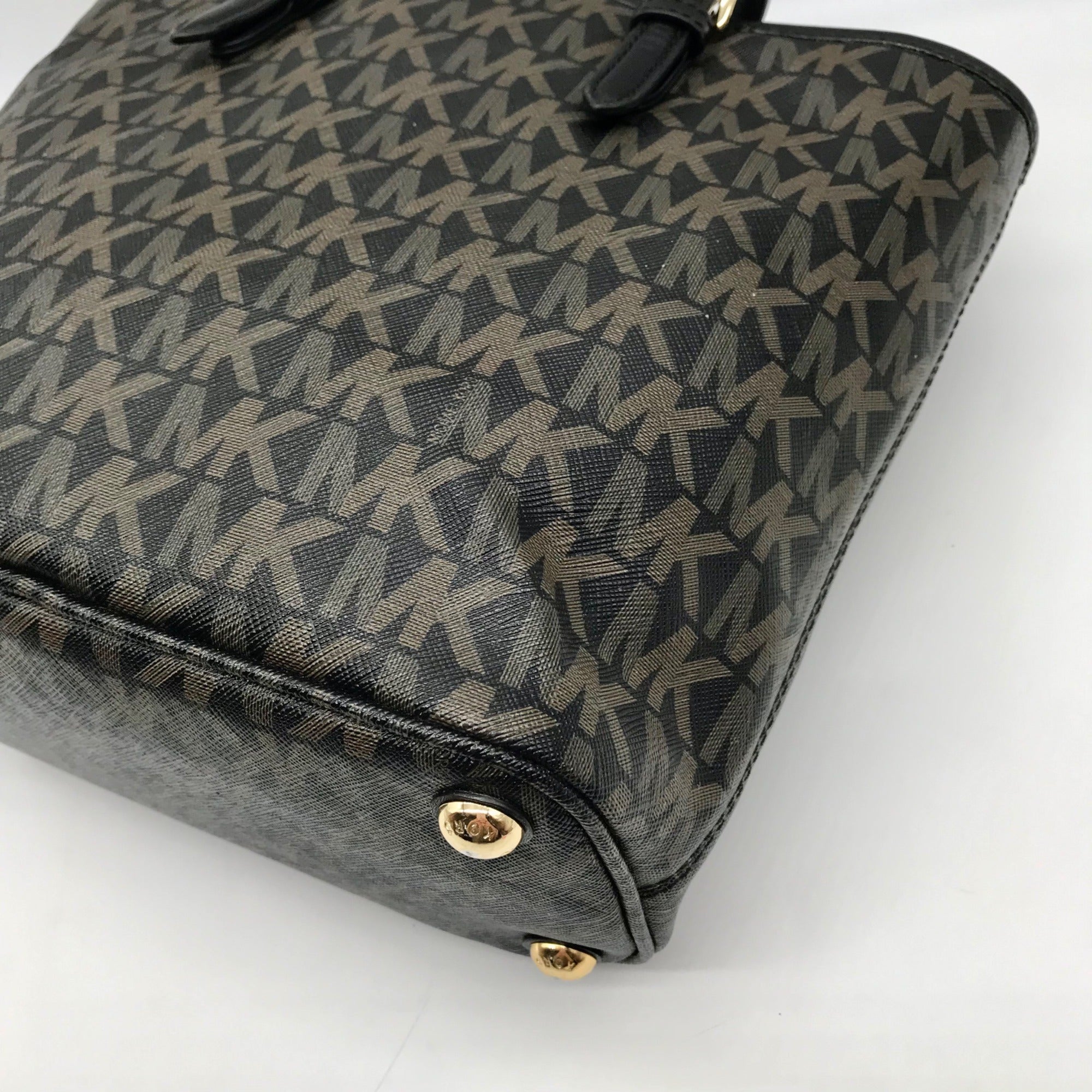 Michael Kors Brown Monogram Leather Carmen Shoulder Bag