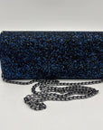 MMS Brands Blue Glitter Fabric Clutch Bag