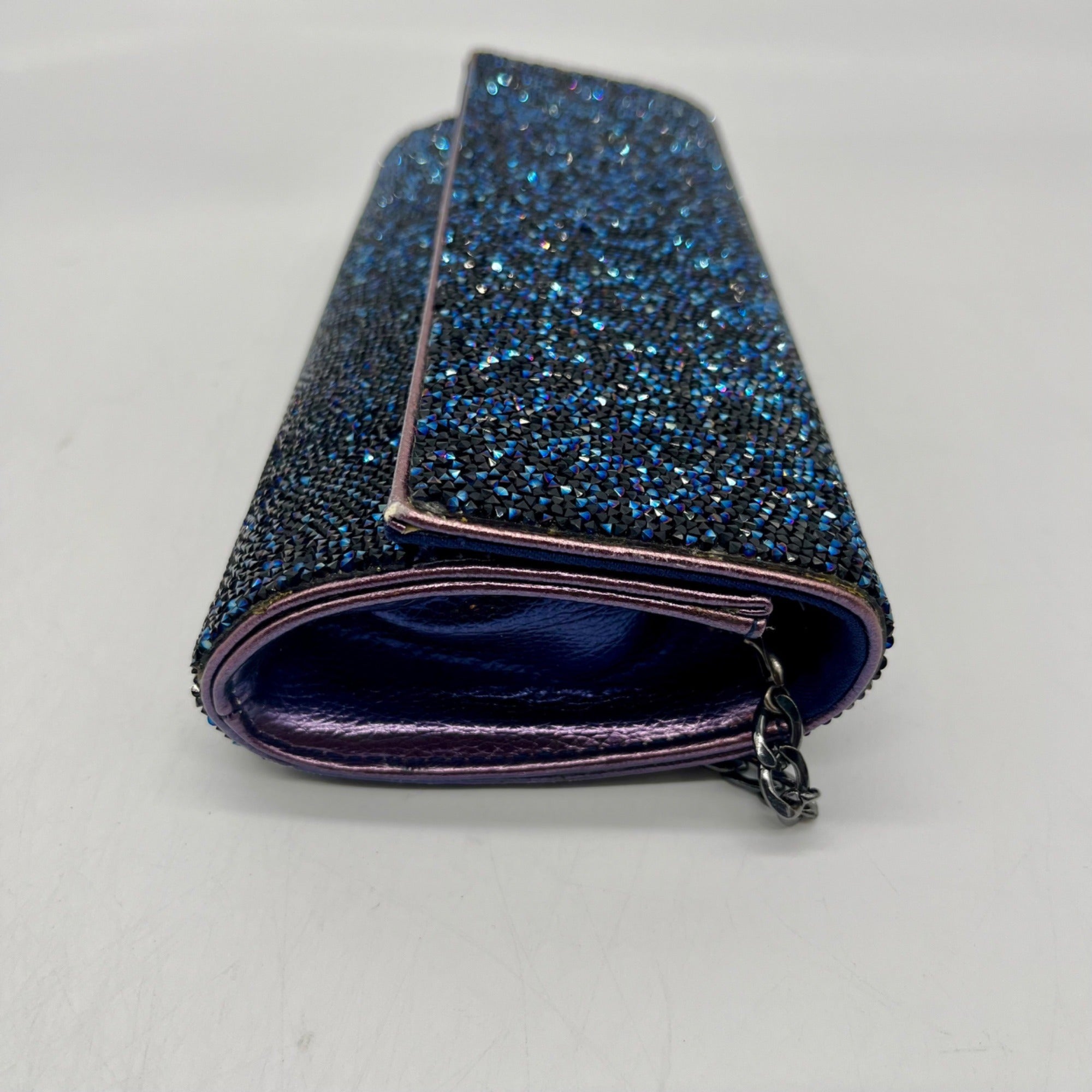 MMS Brands Blue Glitter Fabric Clutch Bag
