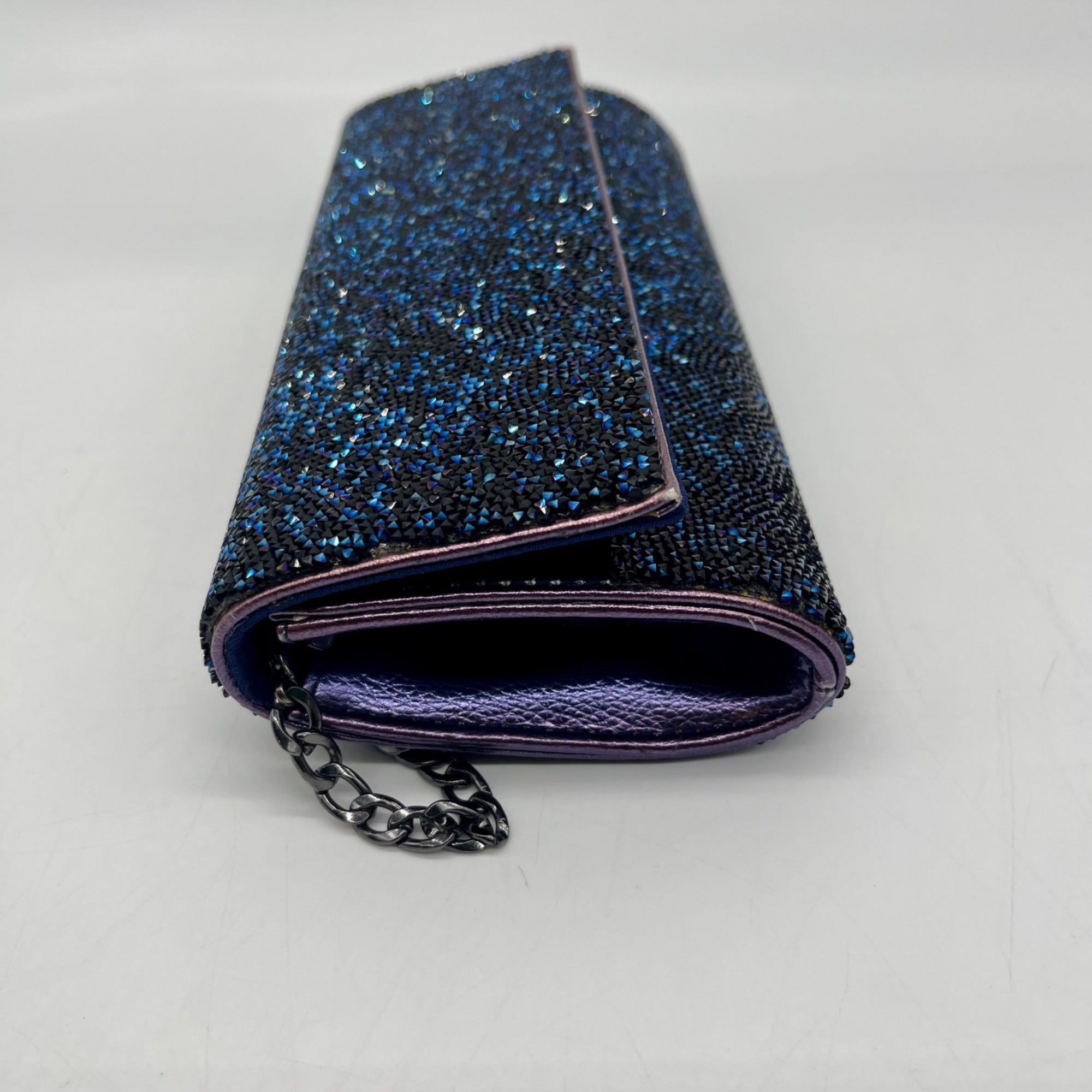 MMS Brands Blue Glitter Fabric Clutch Bag