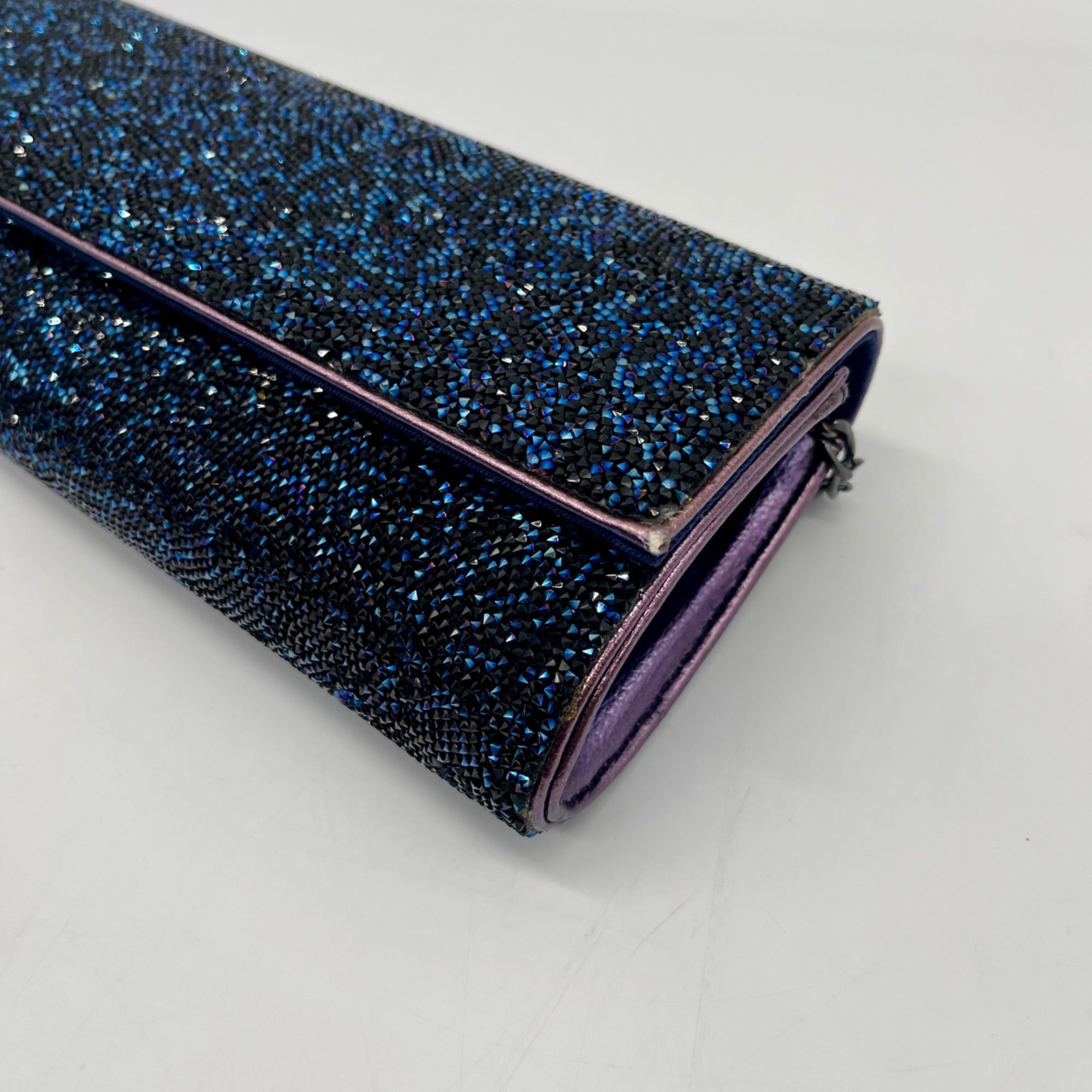 MMS Brands Blue Glitter Fabric Clutch Bag