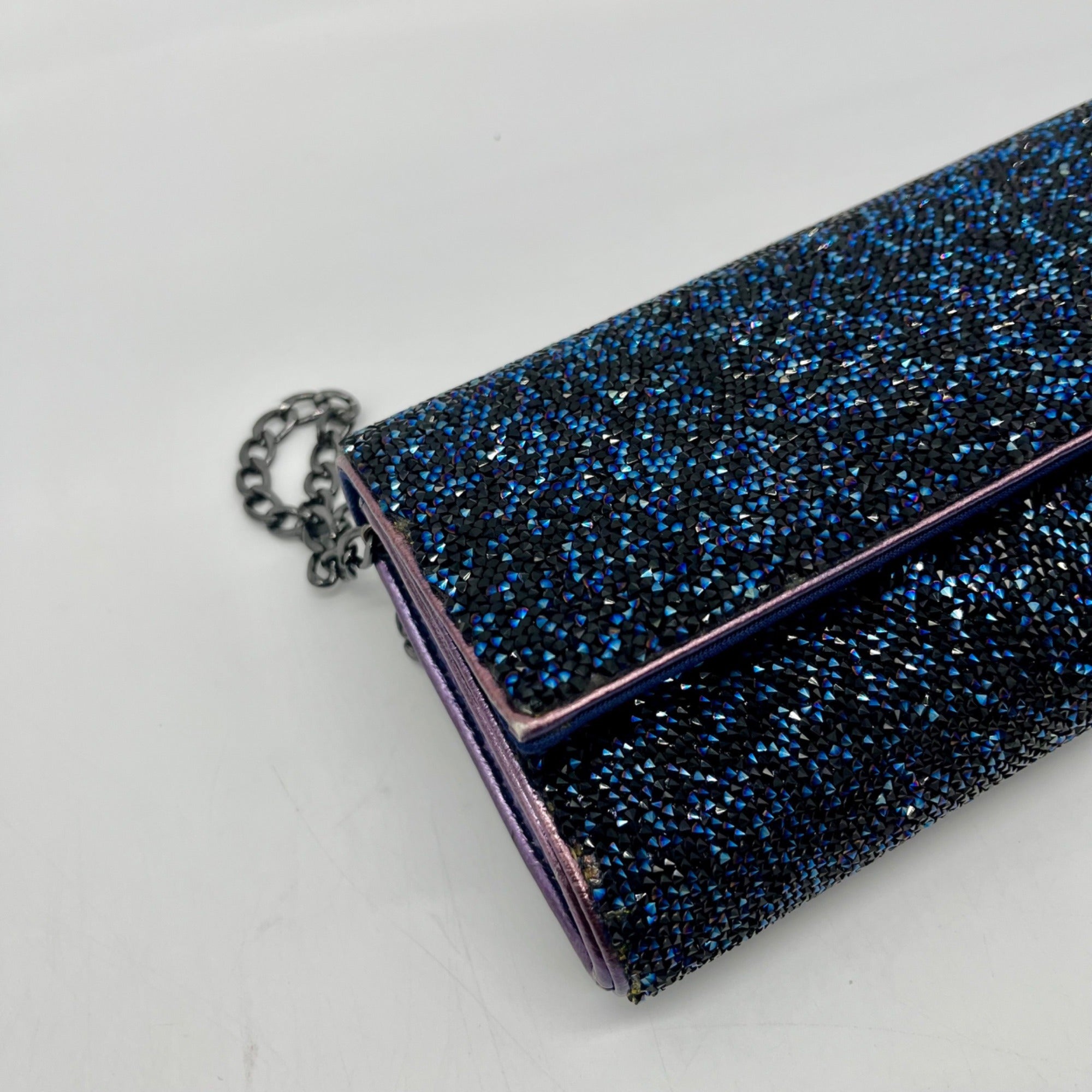 MMS Brands Blue Glitter Fabric Clutch Bag