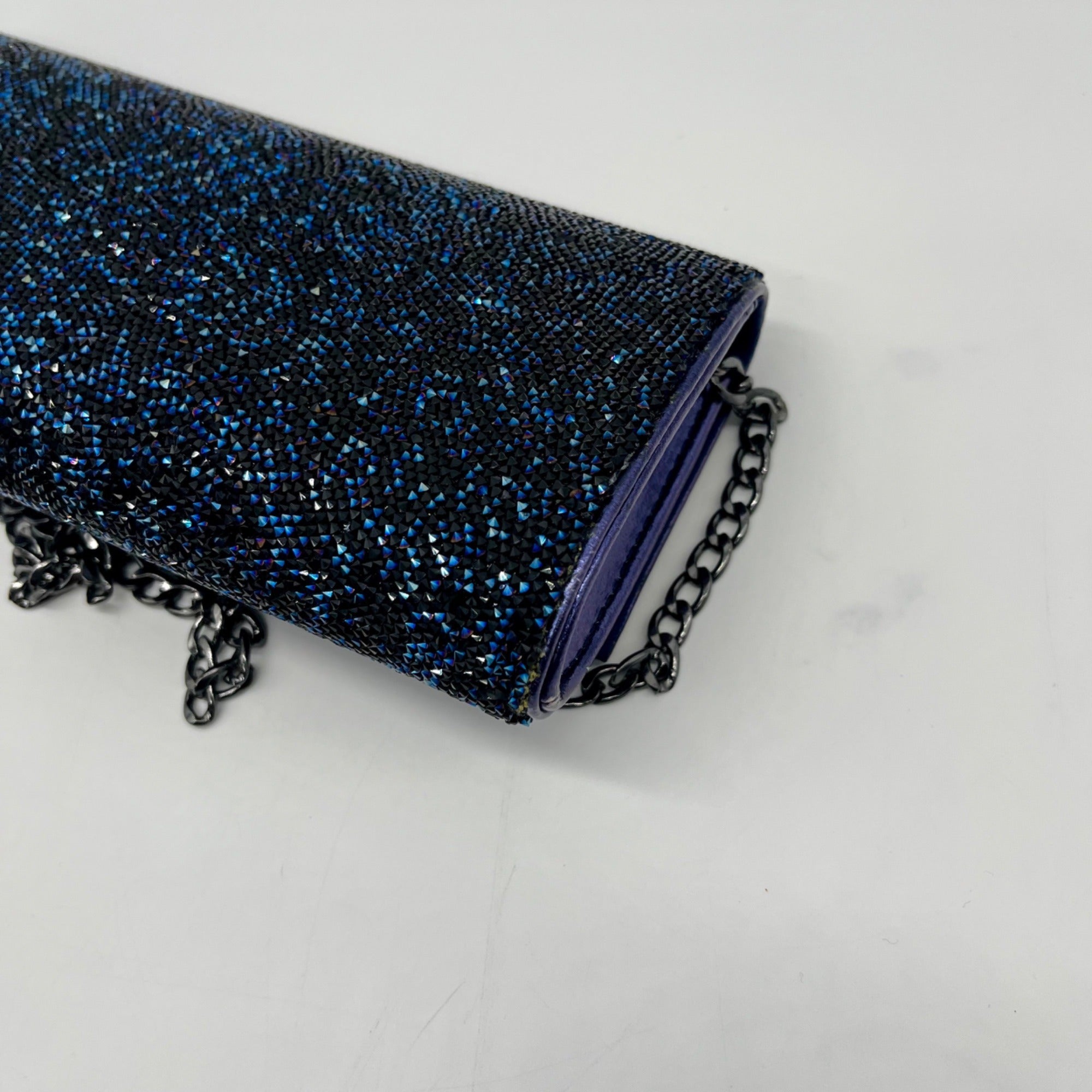 MMS Brands Blue Glitter Fabric Clutch Bag