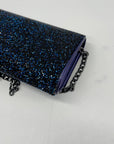 MMS Brands Blue Glitter Fabric Clutch Bag