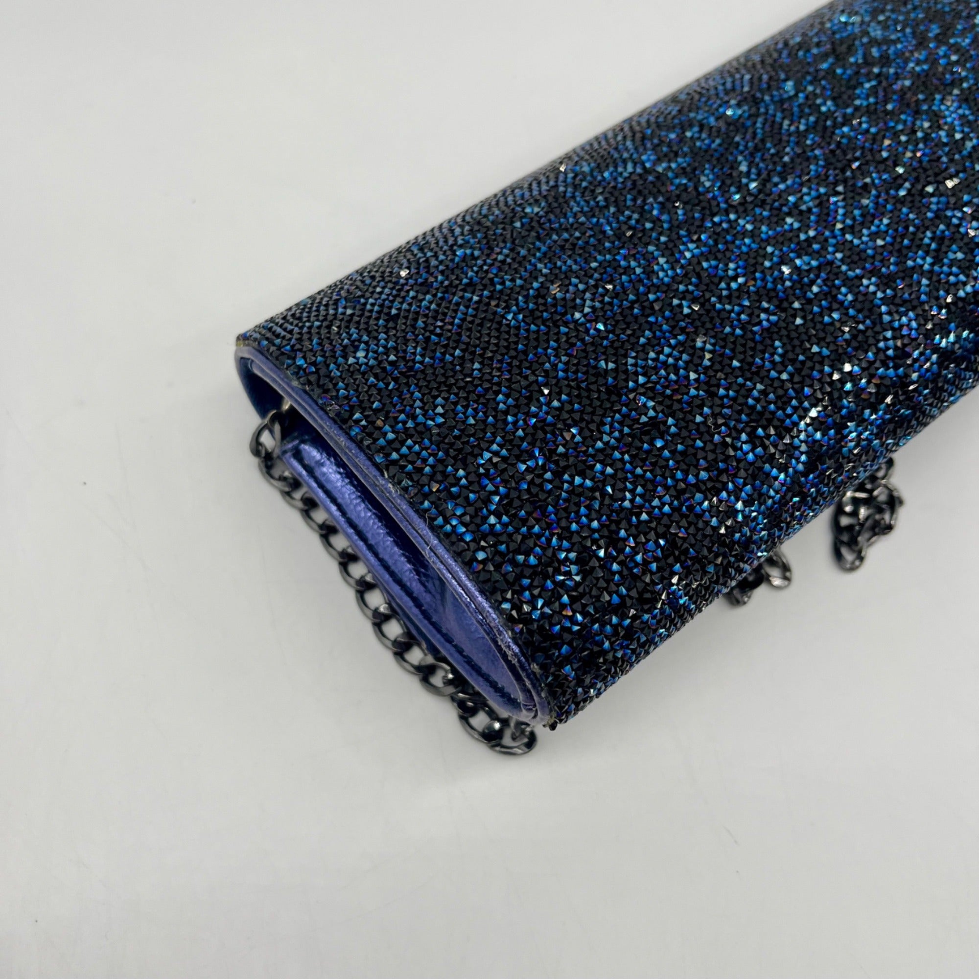 MMS Brands Blue Glitter Fabric Clutch Bag
