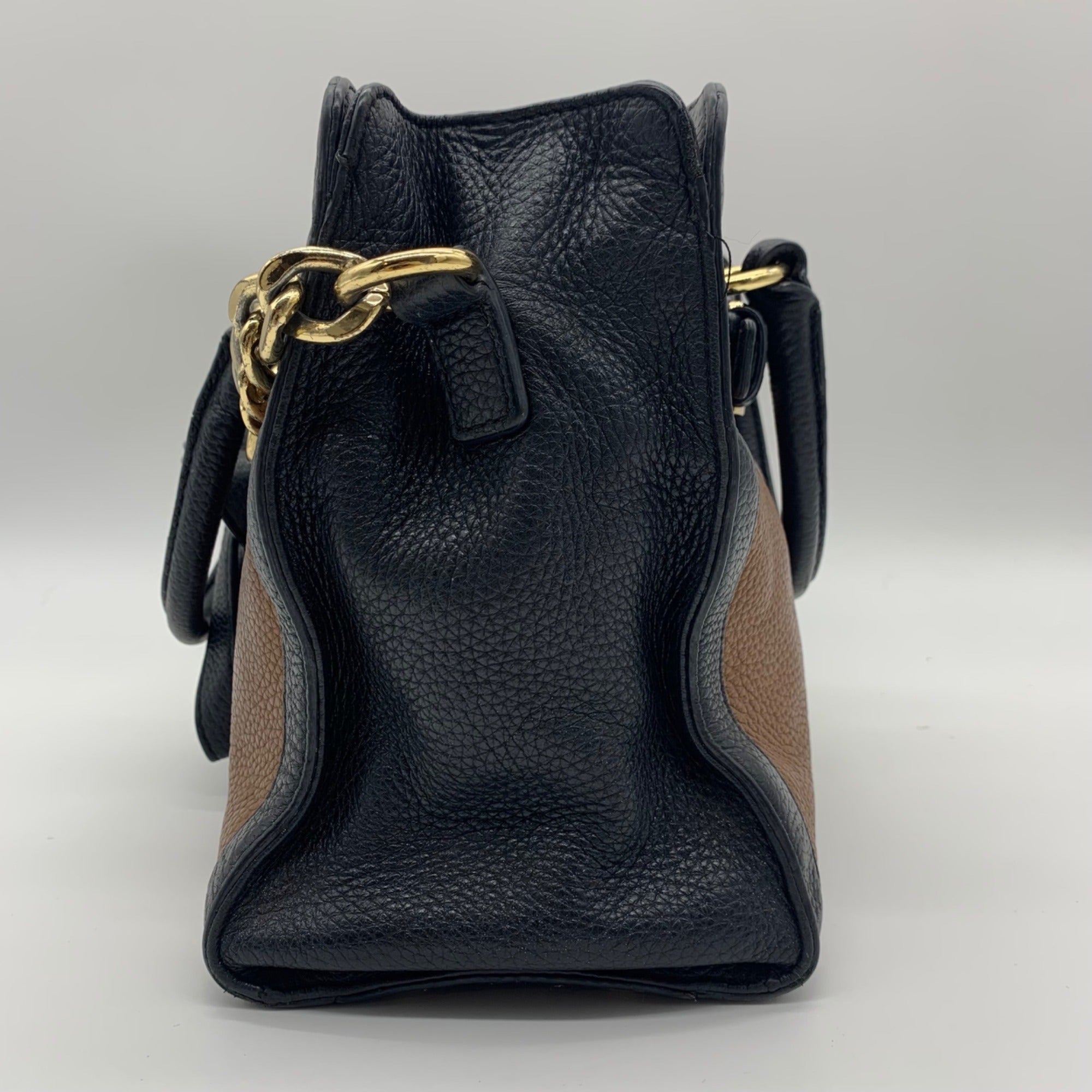 Michael Kors Hamilton Frame Black &amp; Brown Satchel Bag