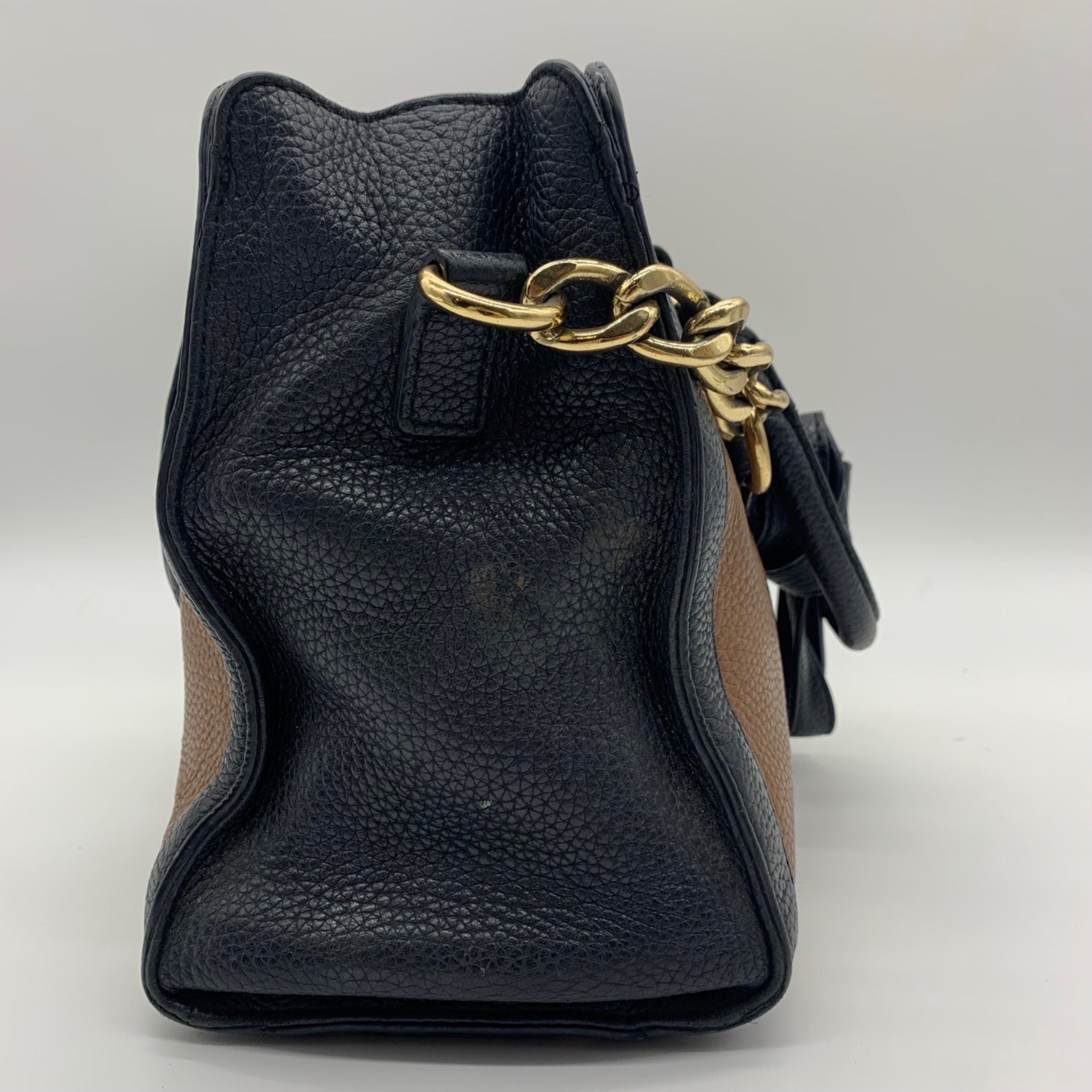 Michael Kors Hamilton Frame Black &amp; Brown Satchel Bag