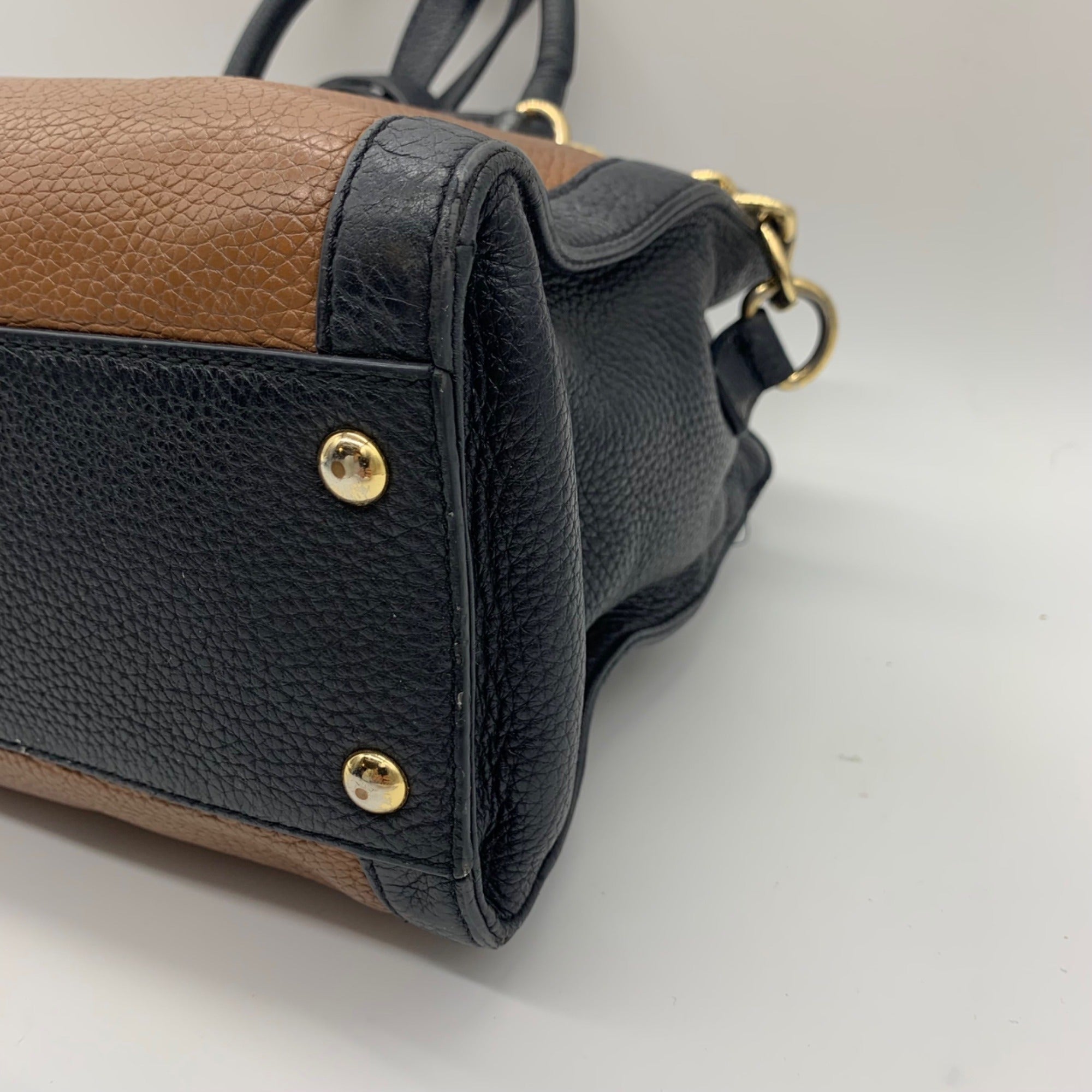 Michael Kors Hamilton Frame Black &amp; Brown Satchel Bag