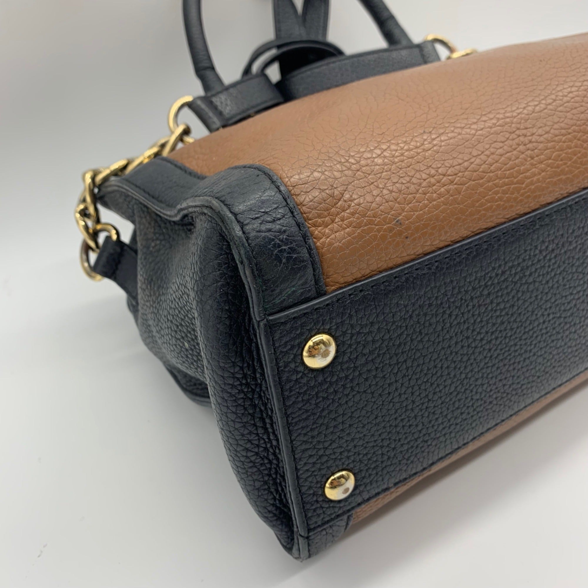 Michael Kors Hamilton Frame Black &amp; Brown Satchel Bag