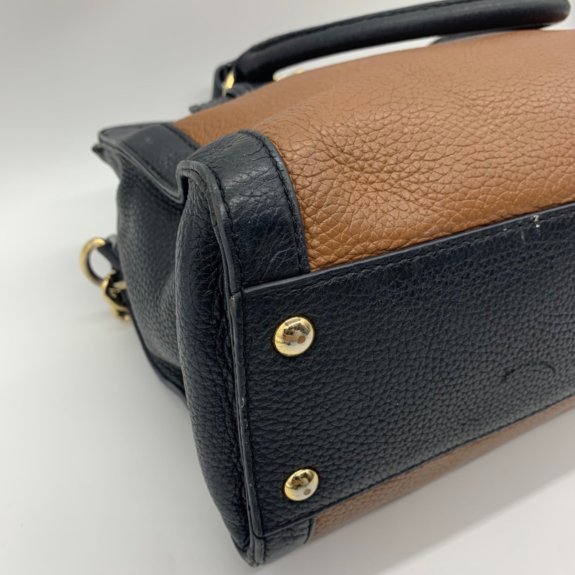 Michael Kors Hamilton Frame Black &amp; Brown Satchel Bag