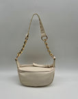 MMS Brands Cream Leather Studded Crescent Shoulder Bag