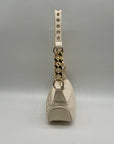 MMS Brands Cream Leather Studded Crescent Shoulder Bag