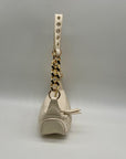 MMS Brands Cream Leather Studded Crescent Shoulder Bag