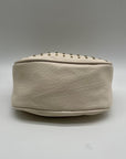 MMS Brands Cream Leather Studded Crescent Shoulder Bag