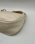 MMS Brands Cream Leather Studded Crescent Shoulder Bag