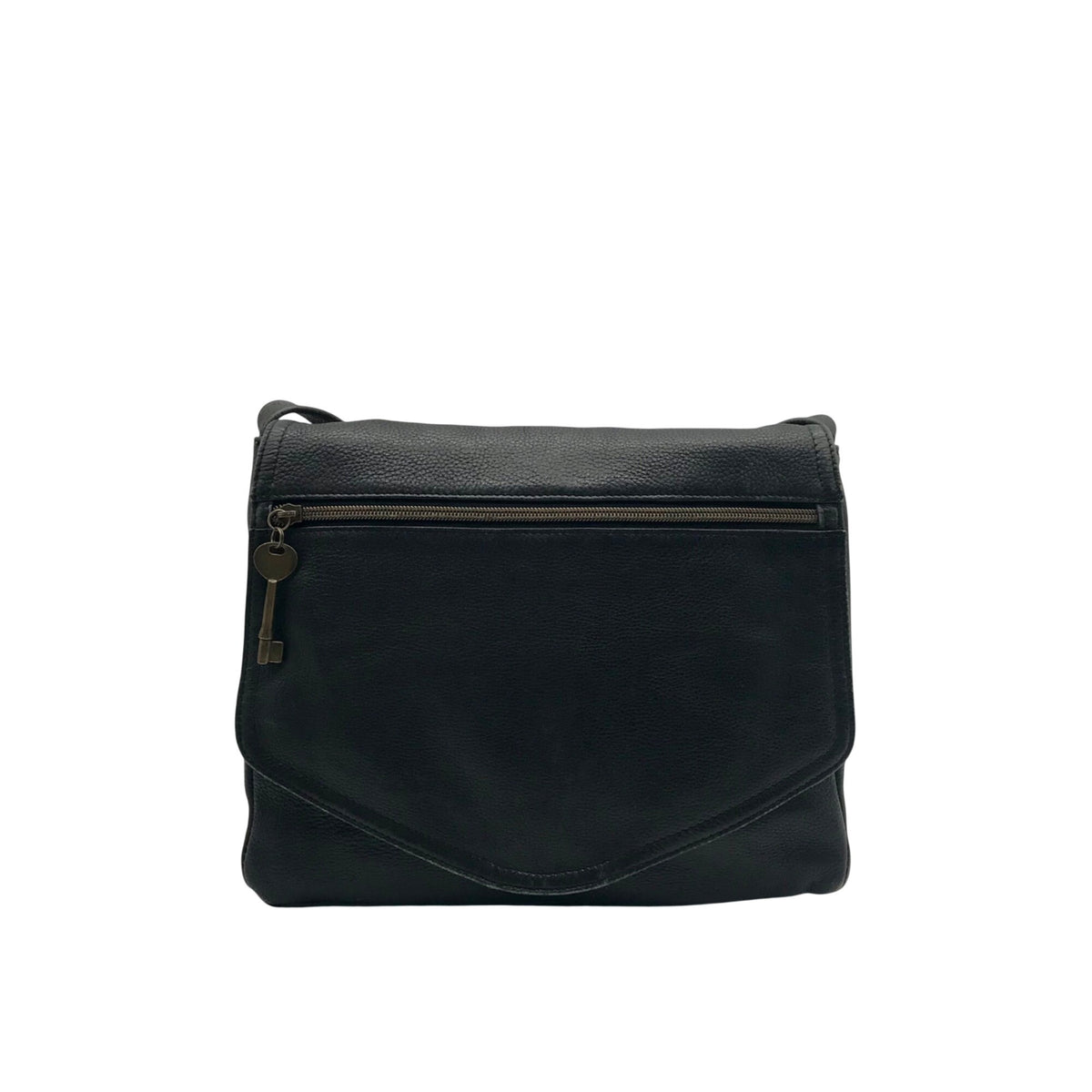 Fossil Black Pebbled Leather Shoulder Bag
