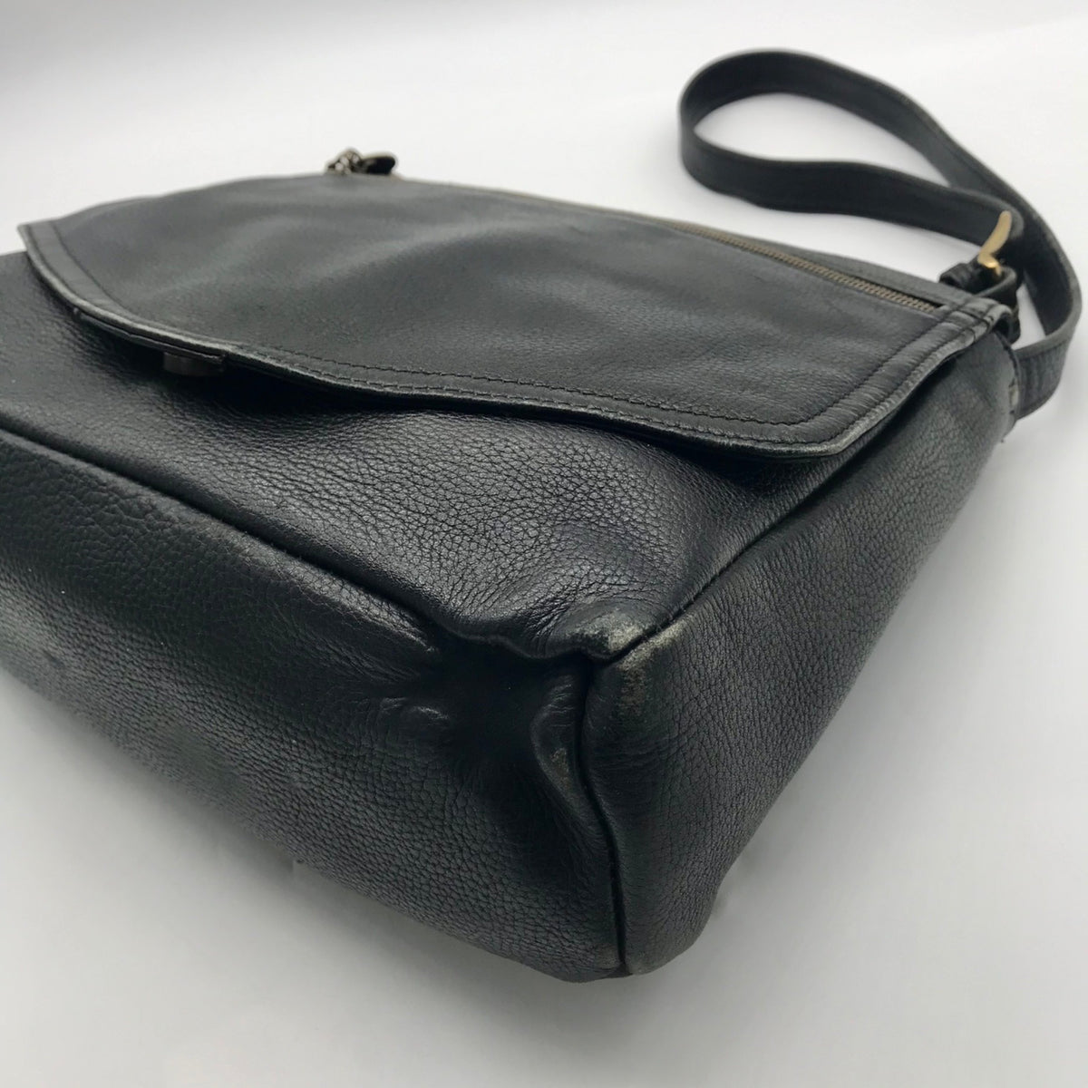 Fossil Black Pebbled Leather Shoulder Bag