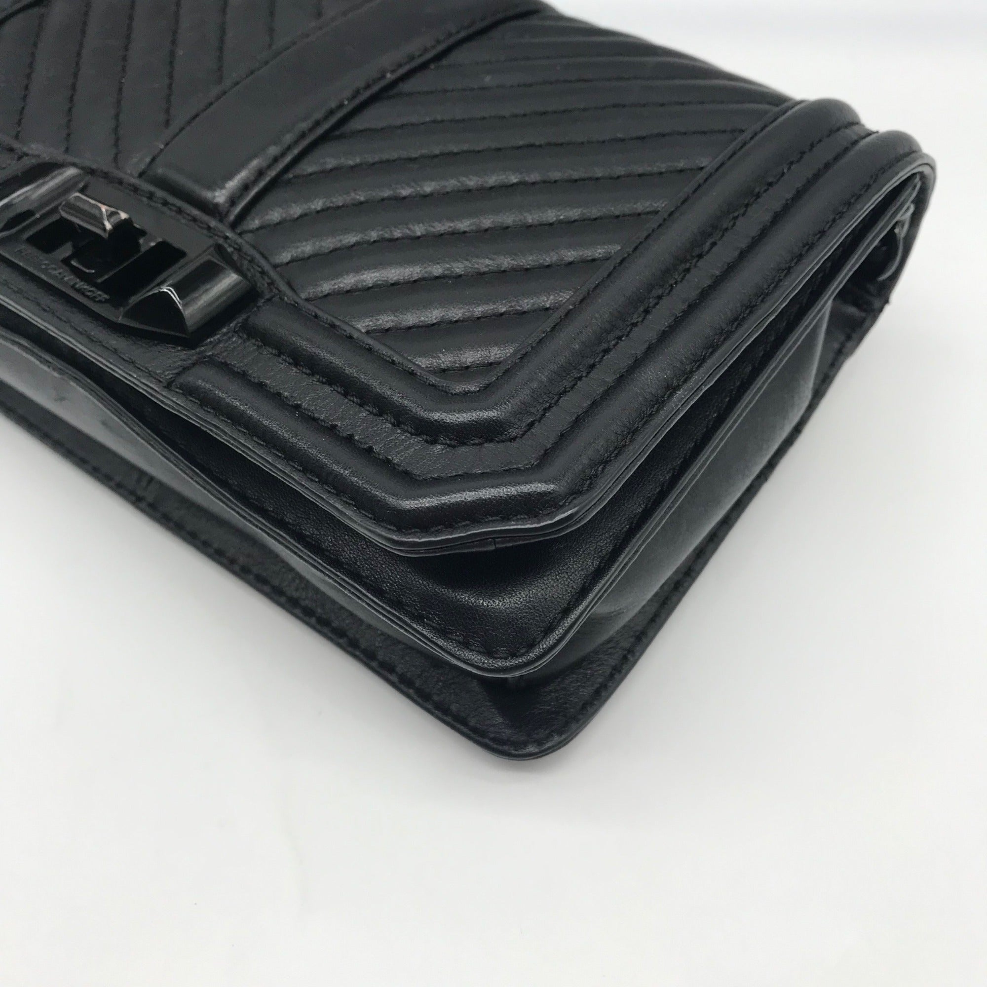 Rebecca Minkoff Black Quilted Leather Chevron Love Crossbody
