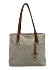 Michael Kors Vanilla And Brown Monogram Coated Canvas Bedford Tote Bag
