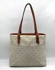 Michael Kors Vanilla And Brown Monogram Coated Canvas Bedford Tote Bag