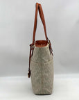 Michael Kors Vanilla And Brown Monogram Coated Canvas Bedford Tote Bag