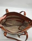 Michael Kors Vanilla And Brown Monogram Coated Canvas Bedford Tote Bag