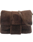 Anthropology Brown Faux Fur Woven Crossbody