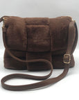 Anthropology Brown Faux Fur Woven Crossbody